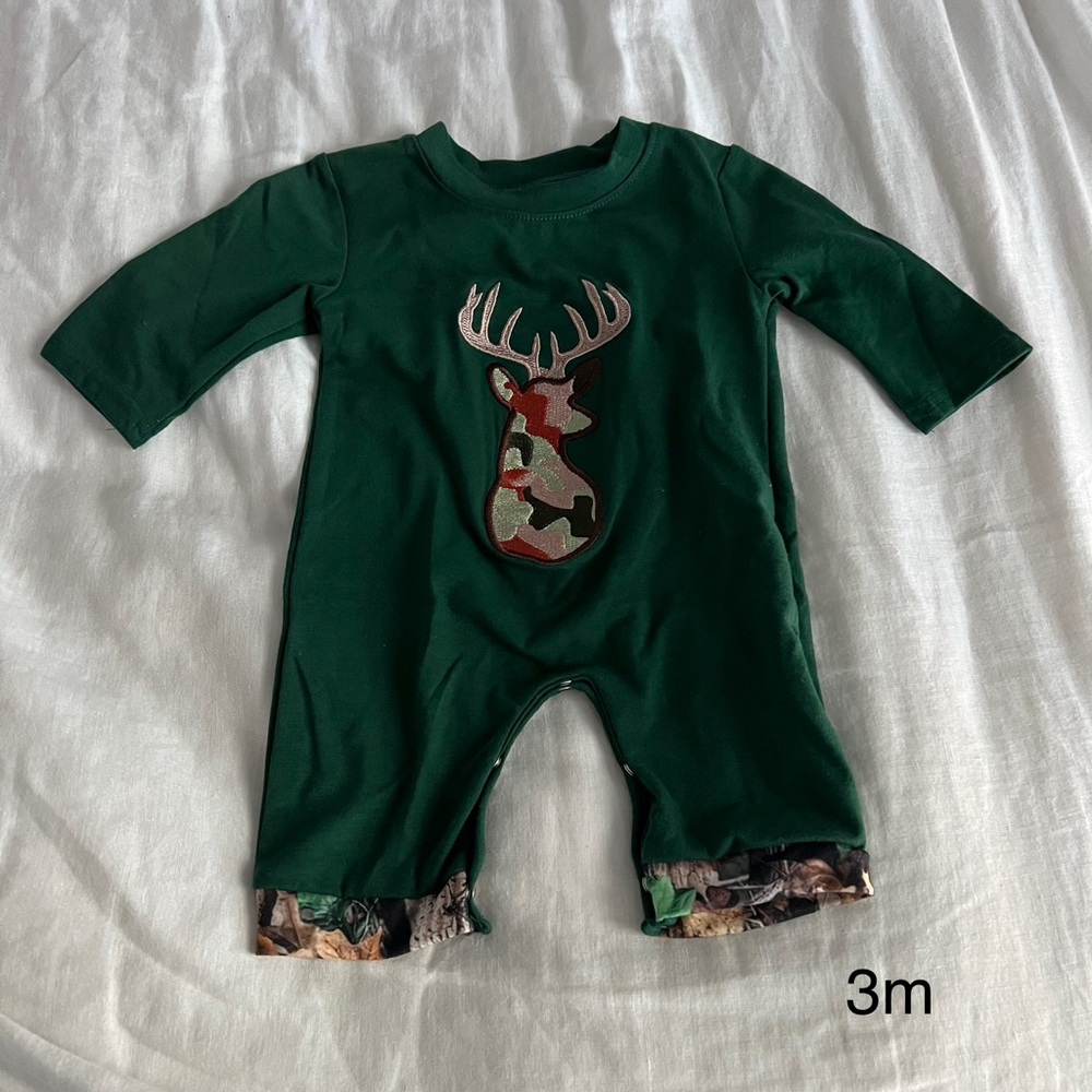 Green and Brown Bodysuit with Deer Design